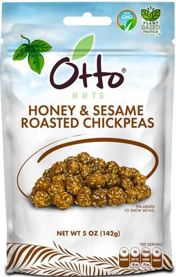 Otto Nuts - Honey &amp; Sesame Roasted Chickpeas, Non-GMO Naturally Vegan Snack, Good Source of Protein | 5 OZ with Resealable Bag