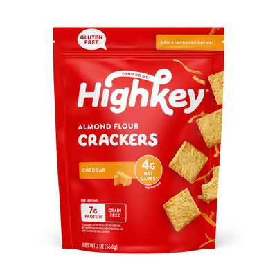 High Key Snacks Cheddar Flavor Almond Flour Crackers, Grain Free, Gluten Free, 2 Ounces (Pack Of 6)