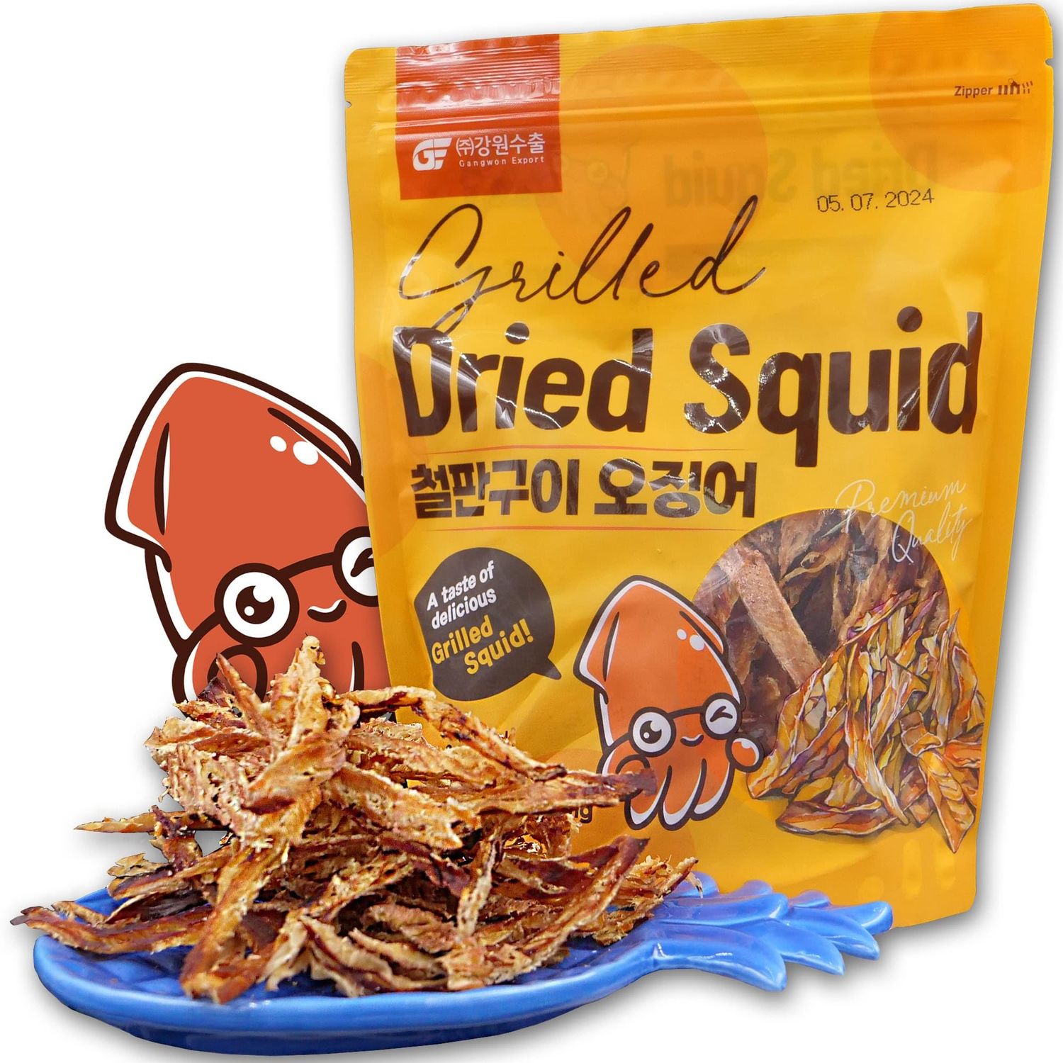 Savory Dried Squid Snack 9.17oz Bag - Sliced Grilled Squid Jerky for Adults &amp; Kids - 11g Protein Per Serving - Perfect for Snacking - Resealable Bag - Korean Snacks by Gangwon Export