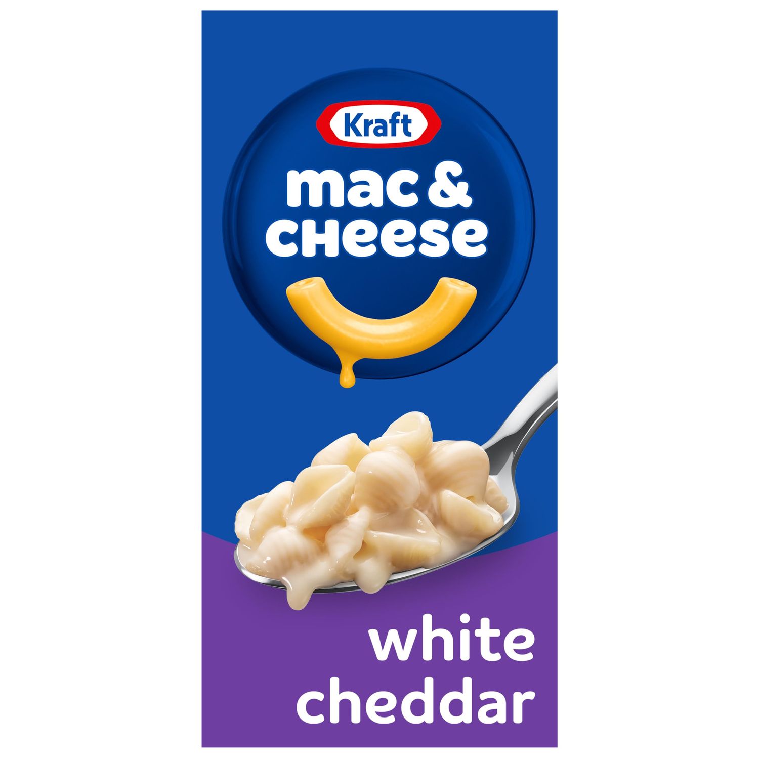 Kraft White Cheddar Mac &amp; Cheese Macaroni and Cheese Dinner Pasta Shells, 7.3 oz Box