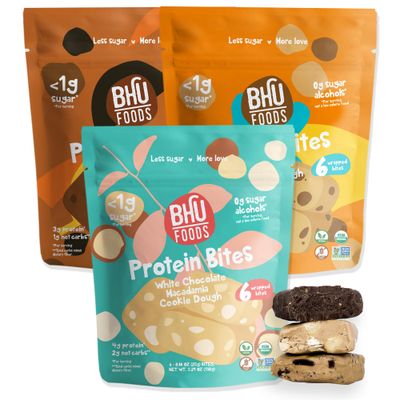 Bhu Foods Keto Bites - Best Sellers Variety Pack | Chocolate Chip, Dark Chocolate, White Chocolate Macadamia Cookie Dough | Organic Keto Snacks for Adults | Individually Wrapped Protein Bites (3 Pack)