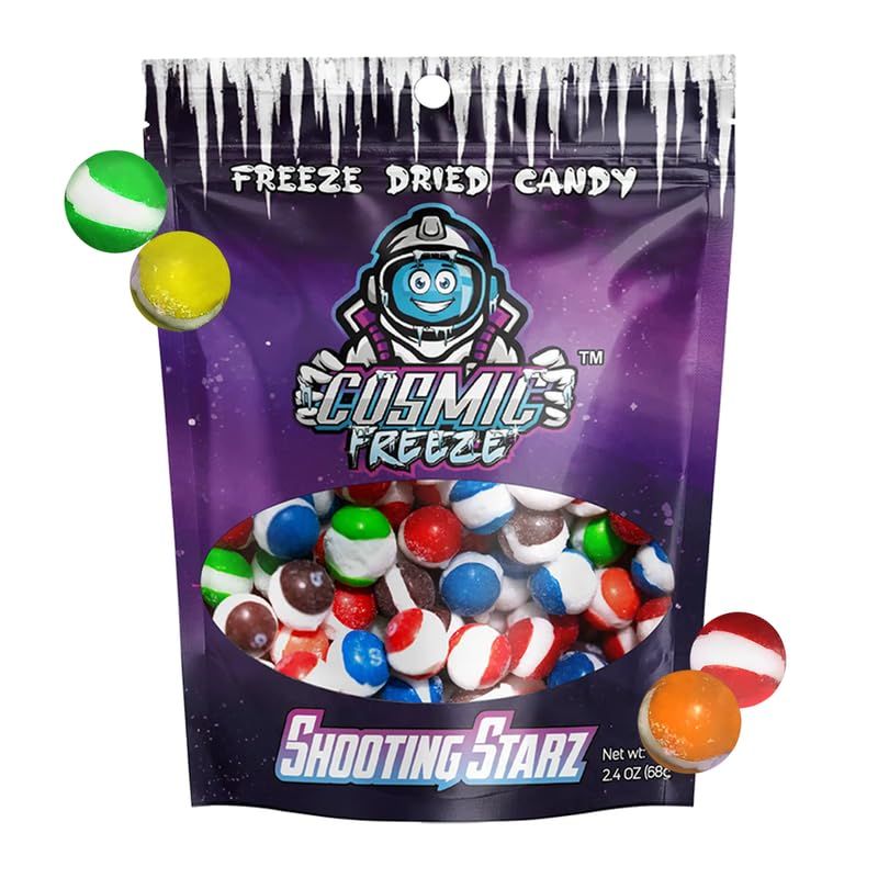 Cosmic Freeze Shooting Starz Freeze Dried Candy, Crunchy Freeze Dry Candy for Mix-In Snacks Candy Freeze Dried, Gluten-Free, Made in USA, 2.4 Oz, 1-pack