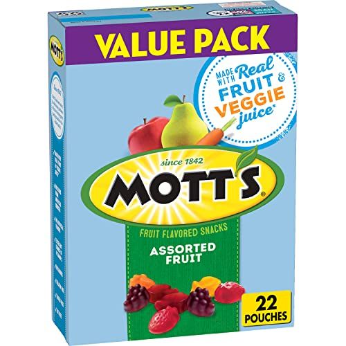 Mott's Fruit Flavored Snacks, Assorted Fruit, Gluten Free Snack, Value Pack, 22 Pouches, 17.6 oz