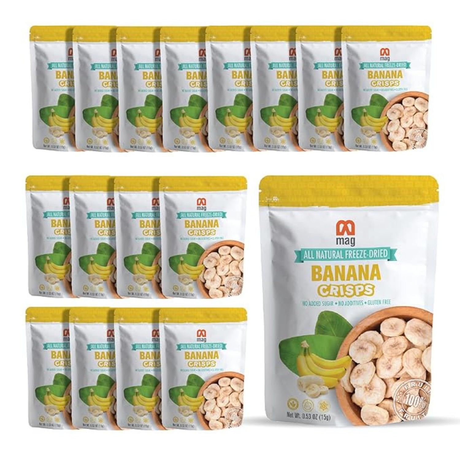 Banana Fruit Snacks Frozen Dry Fruit Slices Fresh And 100% Natural Healty Food For Kids Travellers Backpackers Salad Smootie Muesli Topping Snack On The Go Gift Included (Pack of 16)