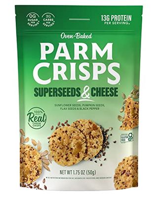 Parm Crisps Snacks, Oven-Baked Superseeds &amp; Cheese Snack, 1.75 oz (Pack of 12)