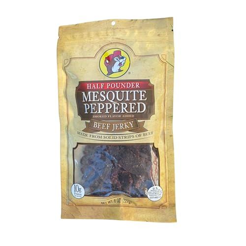 Buc-ee&#39;s Mesquite Peppered Beef Jerky - 8 oz | Premium Handcrafted Snack | Savory, Smoky, and Protein-Packed Snack | Made in Texas - 1 bag