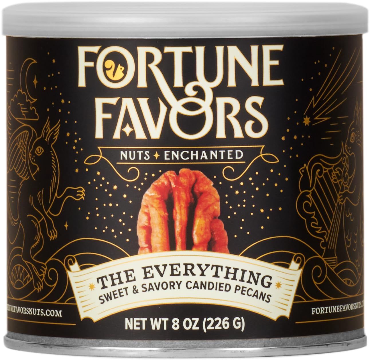 Fortune Favors Candied Pecans, Sweet and Salty Snack, Hand Crafted in Small Batches, USA-Grown (8oz, Everything)