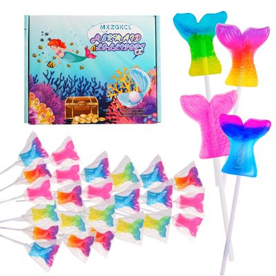 Mermaid Lollipops 24pk, Mermaid Tail Candy Lollipops for Mermaid Birthday Party Favors, Lollipops Mermaid Candy, Mermaid Snacks, Mermaid Suckers &amp; Mermaid Treats for Mermaid Party Supplies