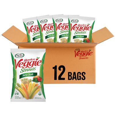 Sensible Portions Veggie Straws, Sea Salt Flavor, Gluten-Free Chips, 5 Ounce Bag, 12-Pack