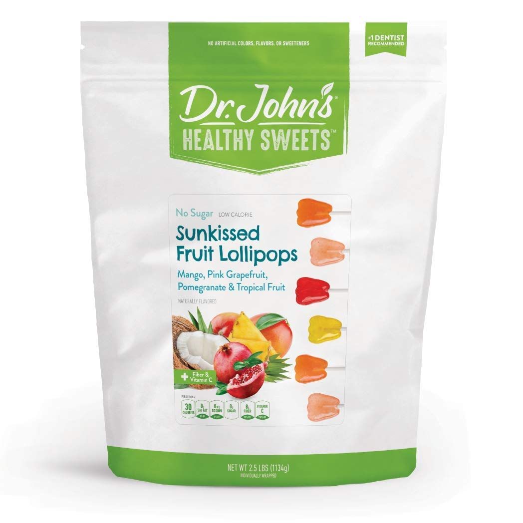 Dr. Johns Sugar Free Candy, Healthy Lollipops with Zero Sugar, Low Calorie Snacks, Keto Friendly Hard Candy Sweets, Sunkissed Fruit Tooth, 150 Count, 2.5 LB