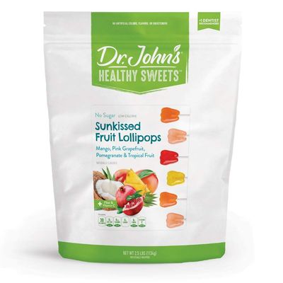 Dr. Johns Sugar Free Candy, Healthy Lollipops with Zero Sugar, Low Calorie Snacks, Keto Friendly Hard Candy Sweets, Sunkissed Fruit Tooth, 150 Count, 2.5 LB