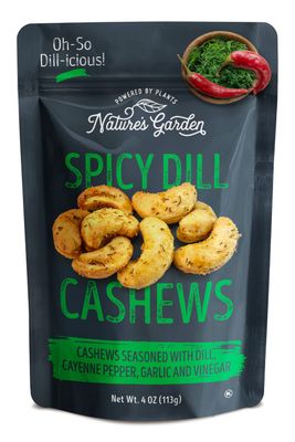 Nature&#39;s Garden Spicy Dill Cashews, 4 oz (Pack of 6) - Cashew Seasoned With Dill, Crunchy Snacks, Flavored Nuts Snack Pack, Roasted Gluten Free Cashews, Healthy Snacks for Adults