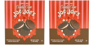 Trader Joes Candy Cane Joe Joes Sandwich Cookies (Pack of 2) Limited Edition for the Holidays