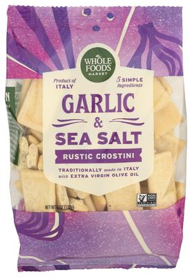 Whole Foods Market, Rustic Italian Crackers, Garlic &amp; Sea Salt, 6 Ounce