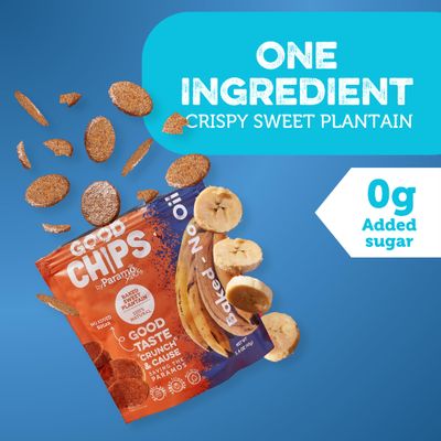 Baked Sweet Plantain Maduritos Chips by GOOD CHIPS. No Added Sugar, Oil Free, Vegan. Only One Ingredient. 1.4 oz Bags, Pack of 12