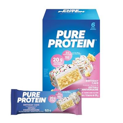 Pure Protein Gluten Free Snack Bars, Birthday Cake Flavor, 10.56 Ounce, 1.8 Ounce Bars, 6 Count