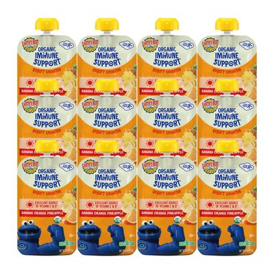 Earth&#39;s Best Organic Kids Snacks, Sesame Street Toddler Snacks, Immune Support Fruit Smoothie for Toddlers 2 Years and Older, Pineapple Orange Banana, 4 oz (Pack of 12)