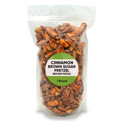 Cinnamon Brown Sugar Pretzel Broken Pieces 1 Pound - Pretzel Snack Packs, Healthy Kids Snacks, Cinnamon Sugar Pretzels, Perfect Brown Sugar Snacks for Kids, Pretzel Pieces for Adults