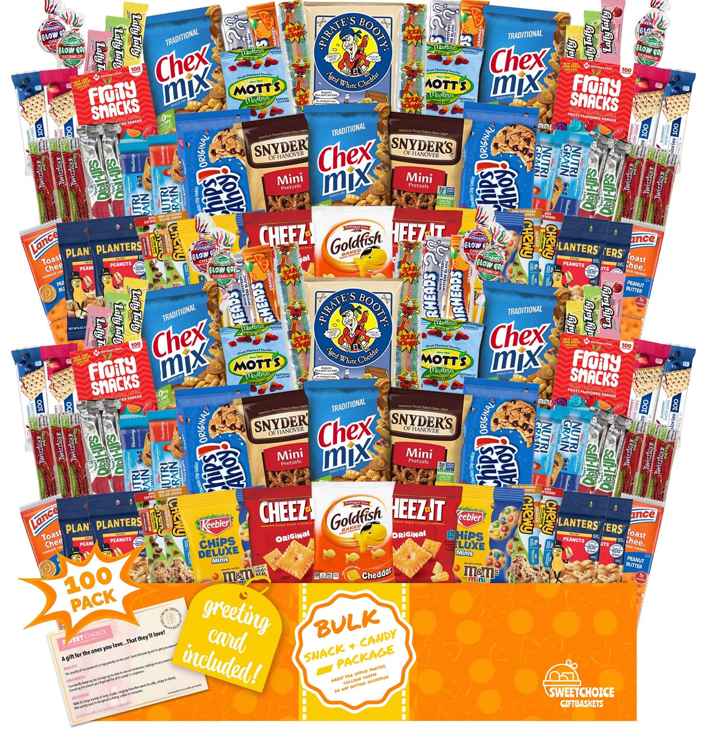 Snack Box christmas Variety Pack Care Package (100 Count) Gift Basket for Easter Kids Adults Teens Family College Student - Crave Food Birthday Arrangement Candy Chips Cookies