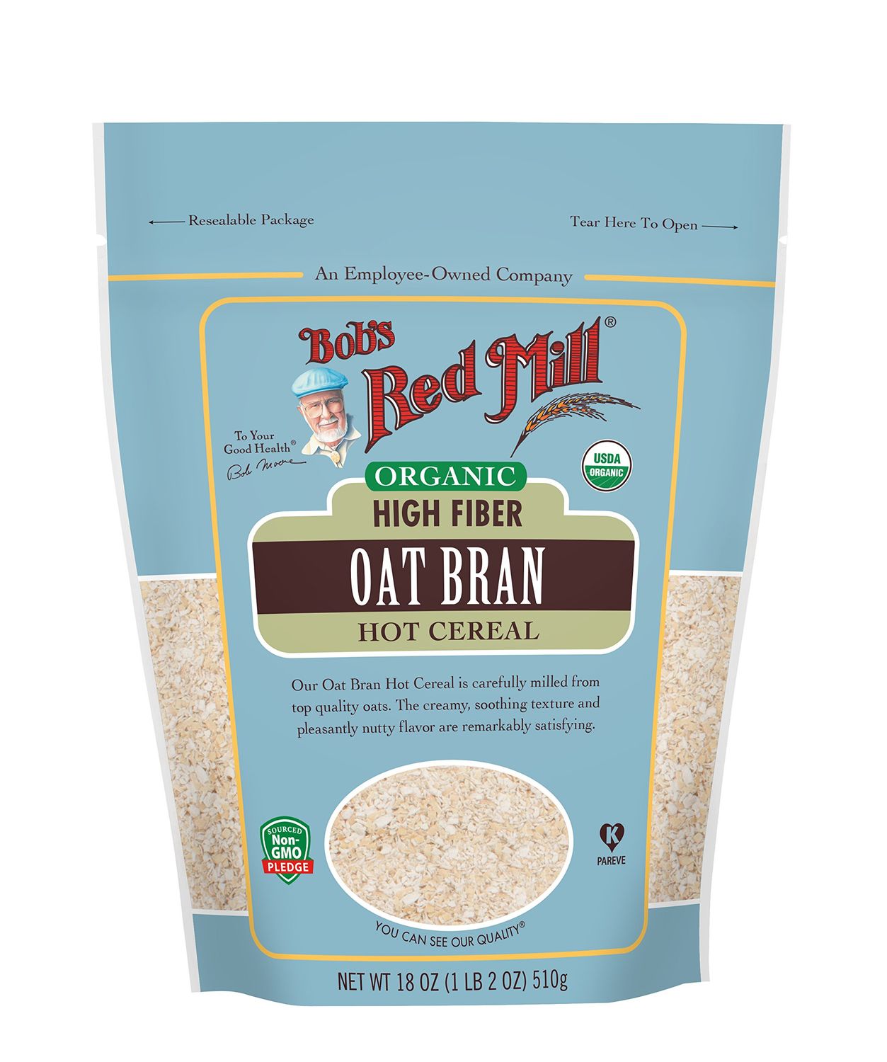 Bob&#39;s Red Mill Organic High Fiber Oat Bran Hot Cereal, 18-ounce