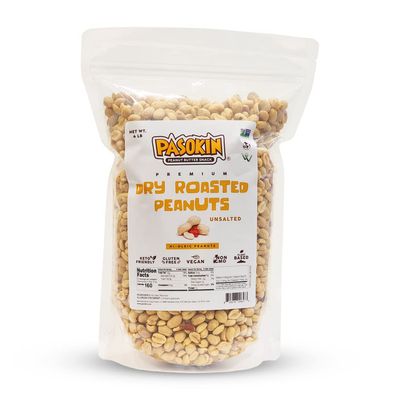 Pasokin Premium Dry Roasted Jumbo Peanuts, Unsalted, NON GMO Verified, Kosher, Keto Friendly, High Protein Snack, Vegan and Gluten Free, 4 lbs (4)