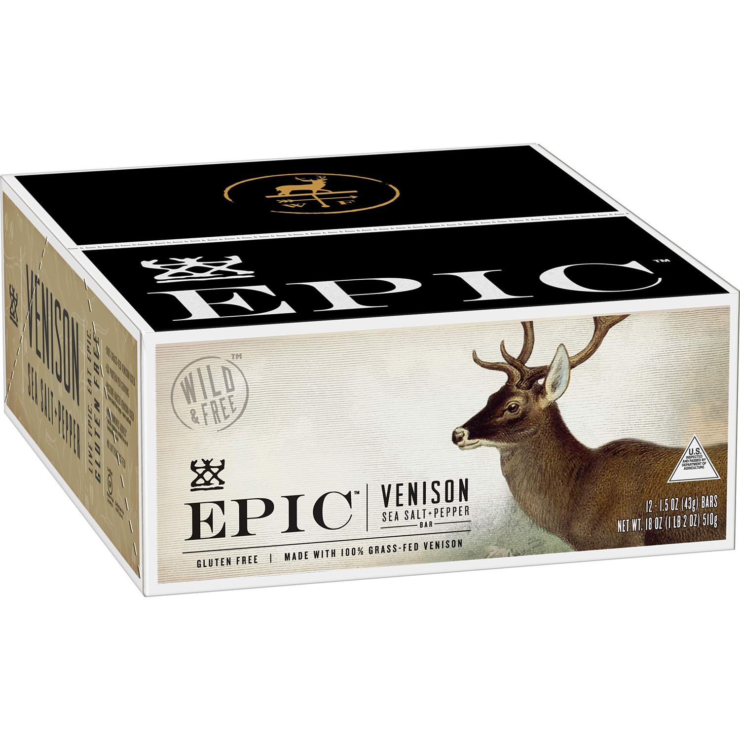 Epic Provisions Venison Sea Salt &amp; Pepper Bars 12 count