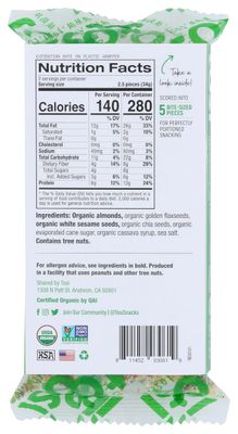 Tosi Organic SuperBites Vegan Snacks, Almond, 2.4 Oz, Pack of 1