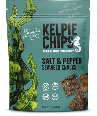 Salt and Pepper,1oz, 3bags, Kelpie Chips healthy snack natural kelp seaweed chips superfood nutrient explosion (3 Bags, Salt and Pepper)