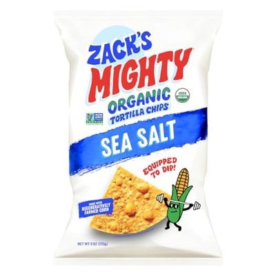 Zacks Mighty Organic Tortilla Chips, Non-GMO, Gluten-Free, Sturdy for Dipping, 9 Ounce Bag
