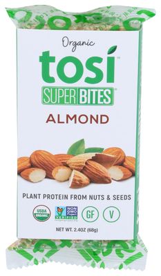 Tosi Organic SuperBites Vegan Snacks, Almond, 2.4 Oz, Pack of 1