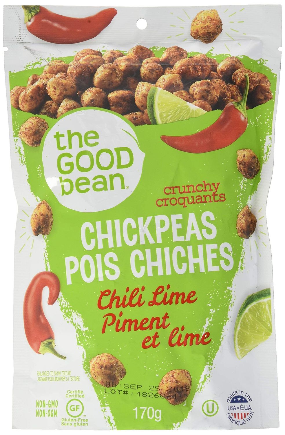 The Good Bean Chickpea Snacks, Smoky ChiliLime, Gluten and Nut Free, 6 Ounce