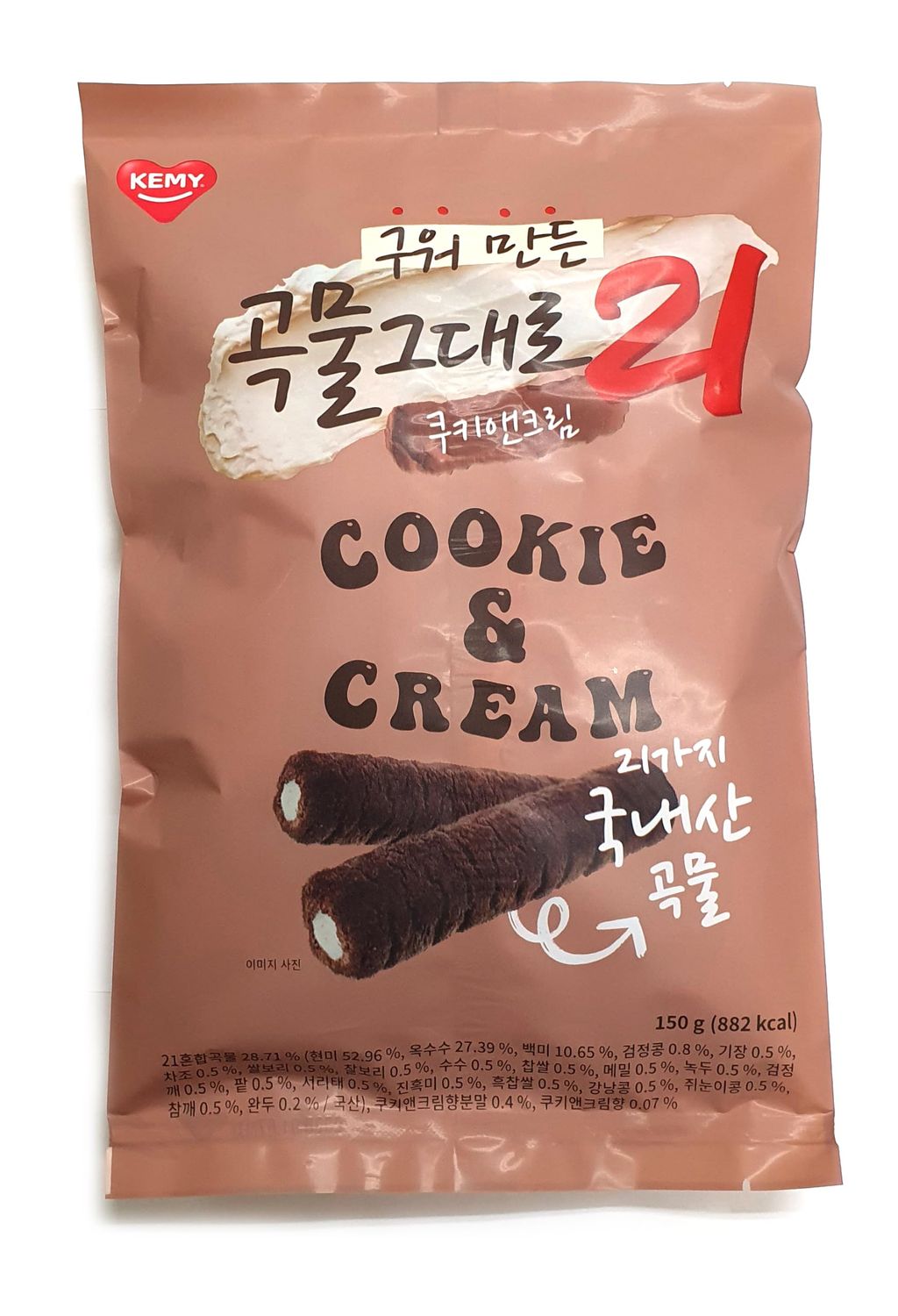 LENITH Korean Premium Multi Whole Grain Baked Crispy Rolls 21 Grains Cookie and Cream Flavor 150g(5oz 882kcal)
