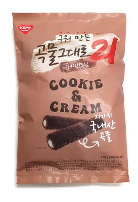 LENITH Korean Premium Multi Whole Grain Baked Crispy Rolls 21 Grains Cookie and Cream Flavor 150g(5oz 882kcal)