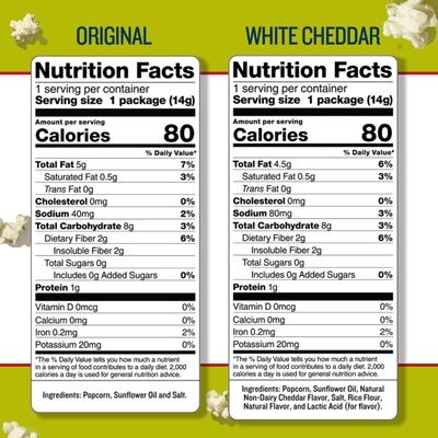 SkinnyPop Variety Pack Original and White Cheddar Popcorn, Gluten Free, Vegan Popcorn, Non-GMO, Healthy Popcorn Snacks, Skinny Pop, 0.5oz Individually Sized Bag (20 Count)