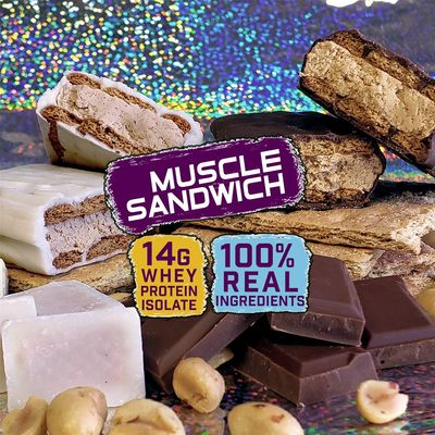 Muscle Foods Muscle Sandwich Bars, Variety Pack | Real Ingredients, Whey Protein Isolate, High Protein Bars, 2-Ounce Bars (12 Count)