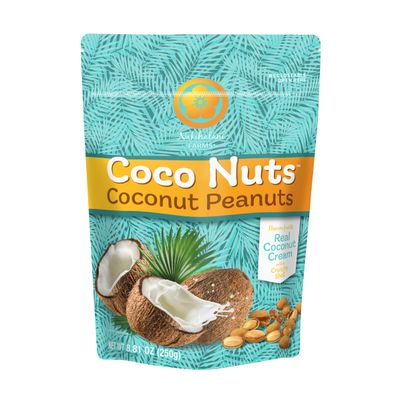 Coco Nuts Coconut Peanuts by Nakihalani Farms (8.81 oz) | Sweet &amp; Salty Snack for Adults &amp; Kids | Non-GMO, Plant-based, Vegan | Peanuts Coated in Coconut Cream with Crunchy Shell | Resealable Bag