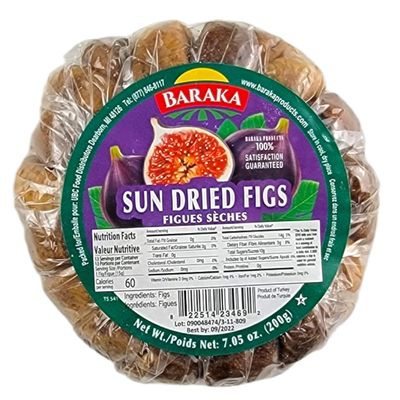 Baraka Dried Figs No Sugar Added All Natural High Fiber Vegan Dried Fruit Snacks | No Additives, No Preservatives, Gourmet Quality, Rich in Antioxidants (7 oz Pack)
