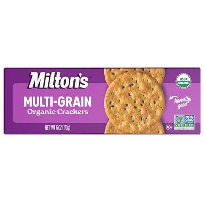 Milton&#39;s Craft Bakers Organic Multi-Grain Crackers - Multigrain Crackers, Certified Organic, Non-GMO Project Verified, Healthy Crackers, Savory &amp; Sweet Taste, Great for Charcuterie Boards - 6 Oz