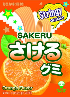 UHA Mikakuto Sakeru Stringy Gummy Orange 1.16 OZ (Pack of 10)