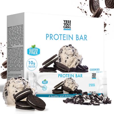 Yes You Can High Protein Bars - Box of 7 - High Protein Snacks for the Whole Family, Protein-Rich Snack, Savory and Flavorful Protein Snack, Healthy and Crunchy Snack On the Go (Cookies and Cream)