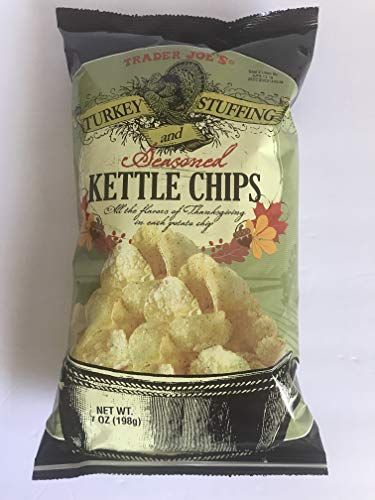 Trader Joe&#39;s Turkey and Stuffing Seasoned Kettle Chips, Thanksgiving Flavor 7oz Single Bag