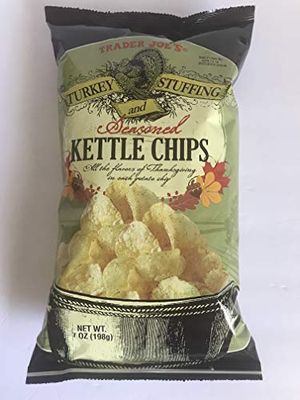 Trader Joe&#39;s Turkey and Stuffing Seasoned Kettle Chips, Thanksgiving Flavor 7oz Single Bag
