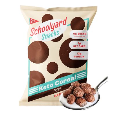 Schoolyard Snacks 12 Pack Keto Cereal Low Carb Sugar Free Cereal (Cocoa) - 13g High Protein Cereal Low Carb Low Sugar Keto Breakfast &amp; Snack - Healthy Food Low Carb Cereal &amp; No Sugar Cereal