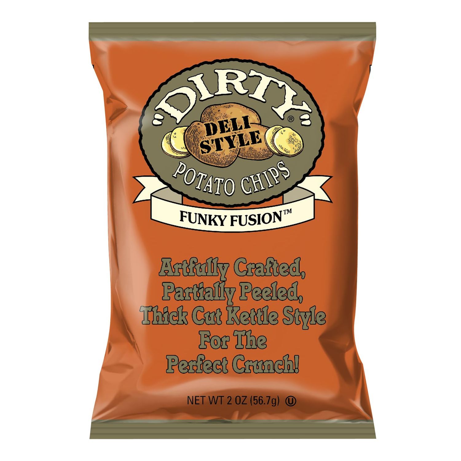 Dirty Kettle Potato Chips, Funky Fusion, 2 oz. Bag, 25 Count -Gluten Free, Skins On, Crunchy Chips, Great for Lunches or Snacking on the Go