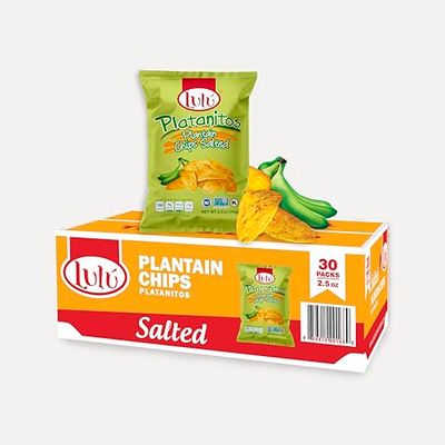 LULU Plantain Chips | Salted Plantain Chips | Whole 30 | Plantain Chips Individual Bags | Healthy Snack | Bulk Chips | Plantain Chips Lightly Salted | Whole 30 Snacks | No Sugar | Gluten Free, Kosher