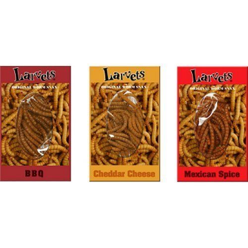Larvets Sampler Gift Pack- BBQ, Cheddar Cheese, &amp; Mexican Spice 1.9g each, Sampler Gift Pack of 3