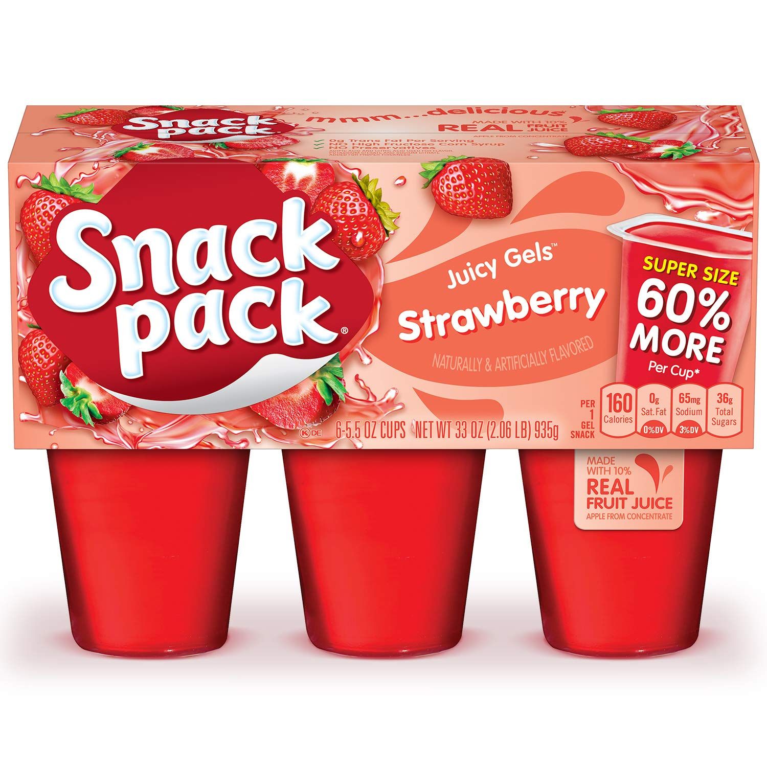 Super Snack Pack Strawberry Juicy Gels, 6 Count, 8 Pack