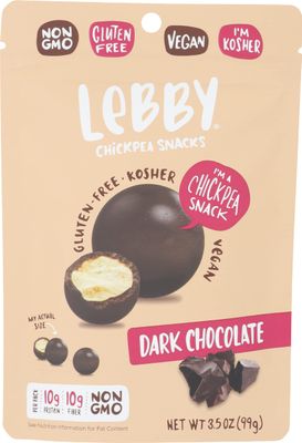 Lebby Snacks Chickpea Covered In Dark Chocolate, Vegan, Non GMO, 3.5 Ounces (Pack Of 6)