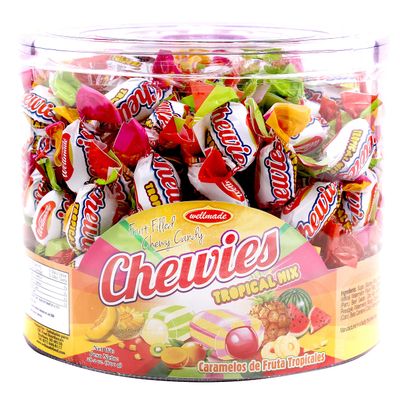 Wellmade Fruit Chewies Candy Assorted Tropical Flavors, Great for Sharing and Parties 28.2 oz (Pack of 1)