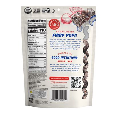 Made In Nature Organic Figgy Pops, Ch-Ch-Cherry, 4.2 Ounce (Pack of 6) - Unbaked Fruit &amp; Nut Energy Bites, Non-GMO, Gluten Free, Vegan